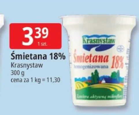 Śmietana 18% Krasnystaw promocja w Leclerc