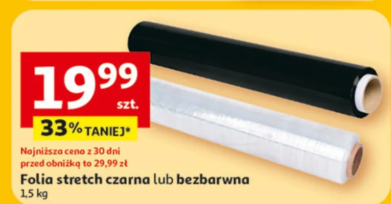 Folia stretch czarna lub bezbarwna promocja w Auchan
