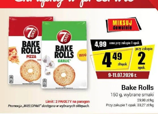 Sucharki Bake Rolls Garlic 7 Days promocja w Premium Nasz Sklep