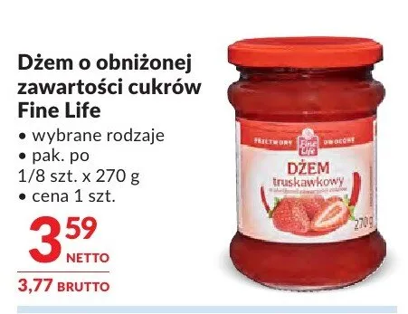 Dżem o obniżonej zawartości cukrów Fine Life promocja w Makro