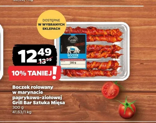 Boczek rolowany w marynacie paprykowo-ziołowej Grill Bar Sztuka Mięsa promocja w Netto
