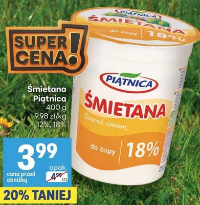 Śmietana Piątnica 18% promocja w Delikatesy Centrum