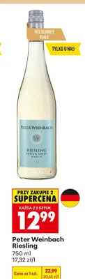 Wino białe półsłodkie Peter Weinbach Riesling Medium Sweet Rhein promocja w Biedronka