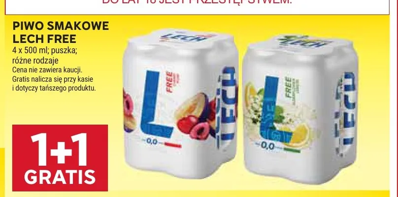 Piwo bezalkoholowe smakowe Lech 4-pak limonka z miętą promocja w Stokrotka