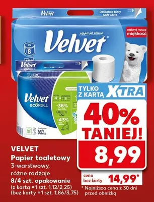 Papier toaletowy 3-warstwowy Velvet promocja w Kaufland