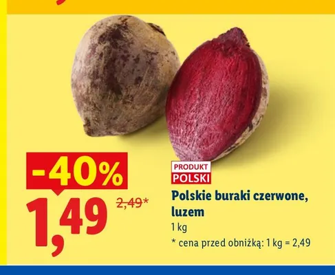 Buraki czerwone polskie luzem promocja w Lidl