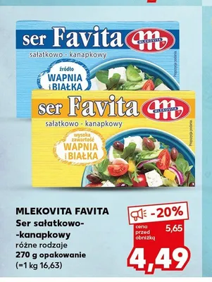 Ser sałatkowo-kanapkowy Mlekovita Favita promocja w Kaufland