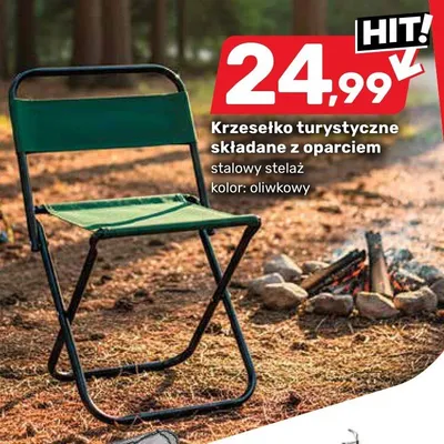 Krzesełko turystyczne składane z oparciem promocja w Bricomarche