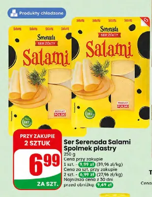 Ser żółty Salami Serenada Spomlek plastry promocja w Dino