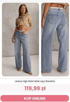 Jeansy High Waist Wide Leg z bawełną Reneé promocja w Renee