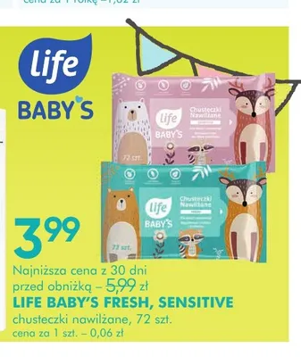 Chusteczki nawilżane dla dzieci Life Baby's Sensitive promocja w Super-Pharm