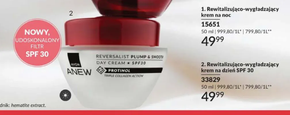 Krem na dzień SPF 30 rewitalizująco-wygładzający Avon Anew promocja w AVON