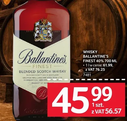 Whisky Ballantine's Finest 40% 700 ml promocja w Selgros