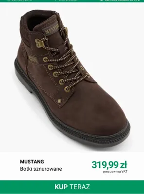 Botki sznurowane Mustang promocja w Deichmann