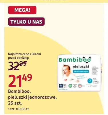 Pieluszki jednorazowe Bambiboo promocja w Rossmann