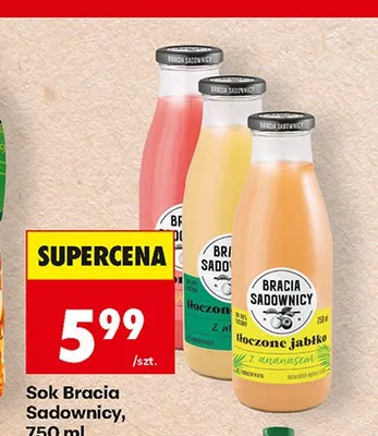 Sok Bracia Sadownicy tłoczone jabłko z czarną porzeczką promocja w Biedronka