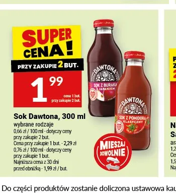 Sok z buraka z jabłkiem Dawtona promocja w Twój Market