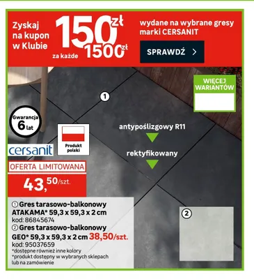 Gres tarasowo-balkonowy GEO promocja w Leroy Merlin