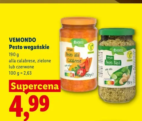 Pesto wegańskie Vemondo zielone promocja w Lidl