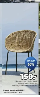 Krzesło ogrodowe TUERNE stal i technorattan promocja w Jysk