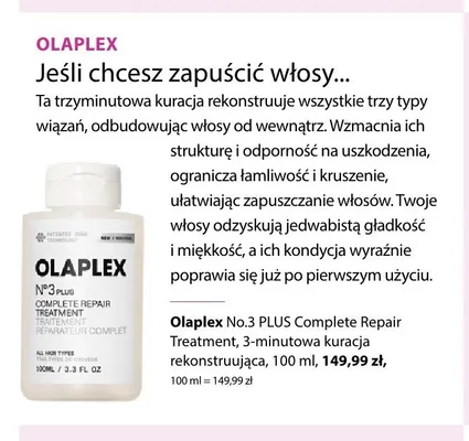 Kuracja do włosów Olaplex No.3 PLUS Complete Repair Treatment promocja w Hebe