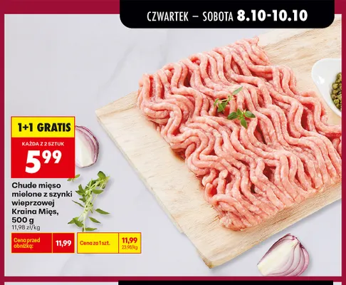 Chude mięso mielone z szynki wieprzowej Kraina Mięs promocja w Biedronka