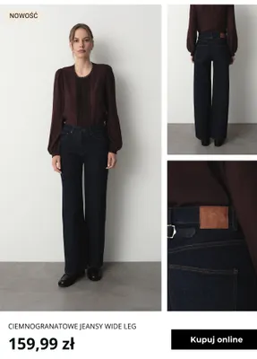 Ciemnogranatowe jeansy wide leg Greenpoint promocja w Greenpoint