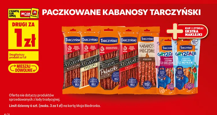Kabanosy Exclusive wieprzowe Tarczyński promocja w Biedronka