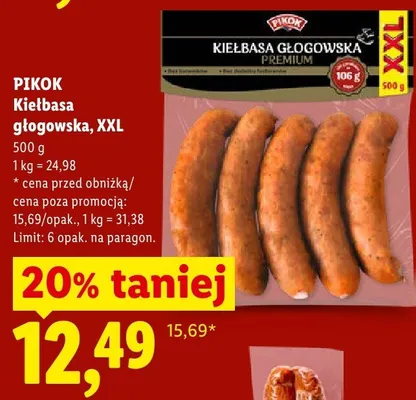 Kiełbasa głogowska PIKOK XXL promocja w Lidl