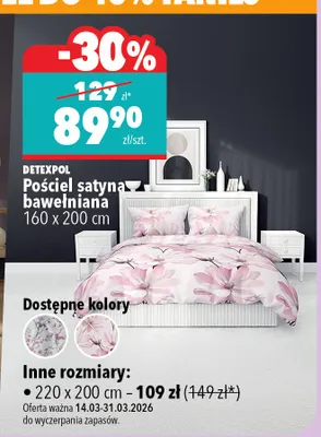 Pościel satynowa bawełniana 160 x 200 cm promocja w Biedronka Home