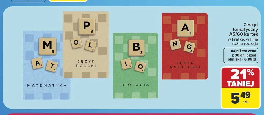 Zeszyt tematyczny Język Polski A5 60 kartek promocja w Carrefour