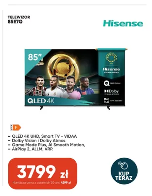 Telewizor Hisense 85E7Q promocja w Max Elektro
