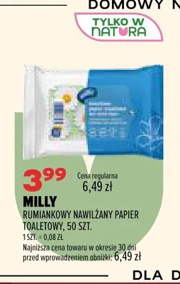Rumiankowy nawilżany papier toaletowy Milly promocja w Drogerie Natura