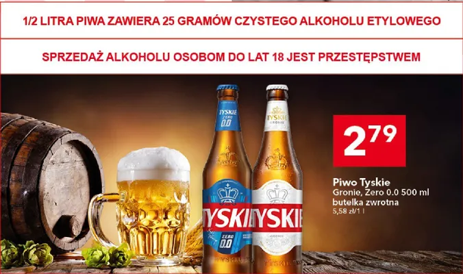 Piwo bezalkoholowe Tyskie Zero promocja w LEWIATAN