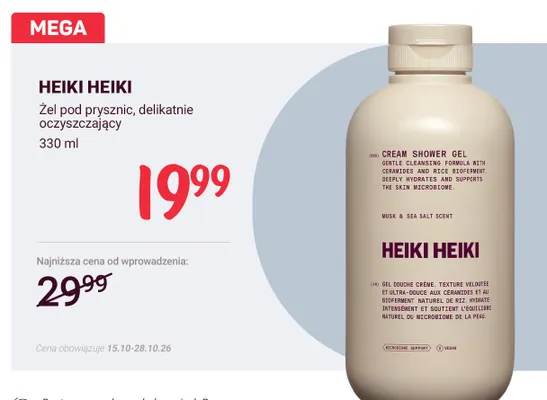 Żel pod prysznic delikatnie oczyszczający Heiki promocja w Rossmann