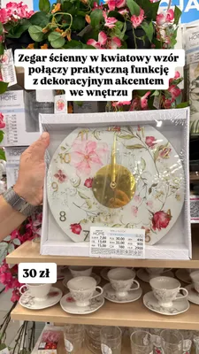 Zegar ścienny Pepco Home w kwiatowy wzór promocja w Pepco