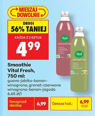 Smoothie granat-czerwone winogrono-banan-jagoda Vital Fresh promocja w Biedronka