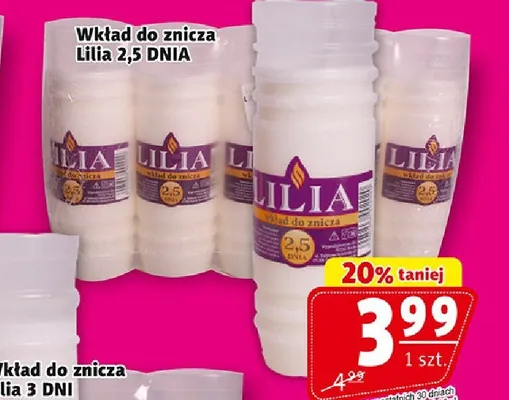 Wkład do znicza Lilia 2 dni promocja w Prim Market