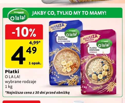 Płatki owsiane błyskawiczne O la la! promocja w Intermarche