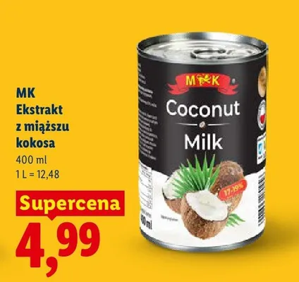 Ekstrakt z miąższu kokosa MK Coconut Milk promocja w Lidl