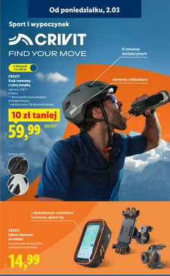Kask rowerowy z tylną lampką Crivit promocja