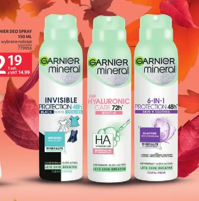 Dezodorant spray Garnier Mineral Invisible Protection 48h promocja w Selgros
