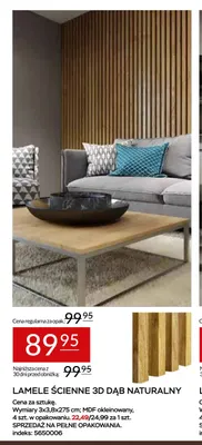 Lamele ścienne 3D dąb naturalny 4-pak promocja w Abra Meble