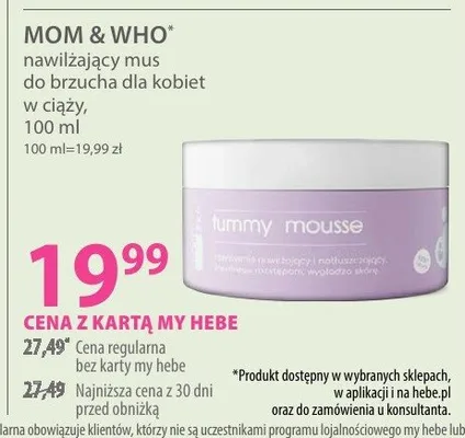 Nawilżający mus do brzucha dla kobiet w ciąży promocja w Hebe