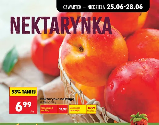 Nektarynka na wagę promocja w Biedronka