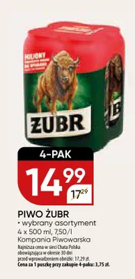 Piwo Żubr 4-pak promocja w Chata Polska