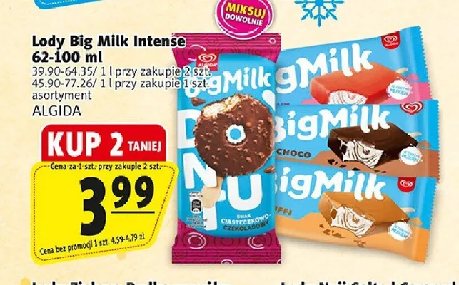 Lody Big Milk Intense Choco promocja w Prim Market