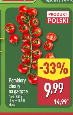 Pomidory cherry na gałązce polskie promocja w Aldi