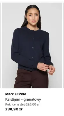 Kardigan Marc O'Polo granatowy promocja w Lounge by Zalando