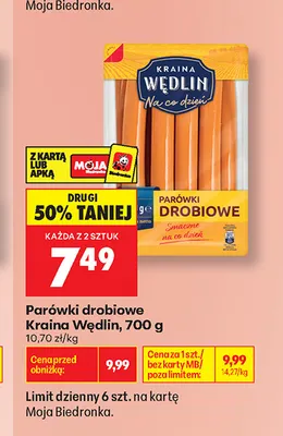 Parówki drobiowe Kraina Wędlin promocja w Biedronka
